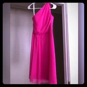 Fuscia Bridesmaid Dress, One Shoulder, Sz 0